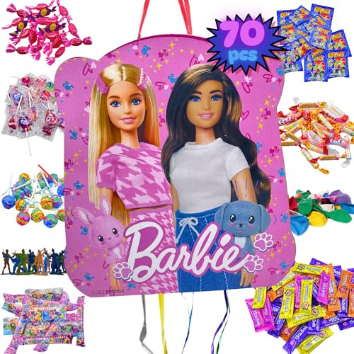 Piñata Barbie + Pack 70 friandises sans gluten et jouets Piñata - Piñata Anniversaire - Anniversaire Barbie - Remplissage Piñata - Friandises - Piñata Enfant - Anniversaire Fille - PARTY4EVER