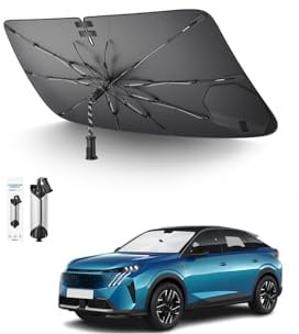SKTU Pare-Soleil Avant pour Peugeot 3008 2016-2023 2024, Design avec Cordon de Serrage, Pliable, Protection UV pour Accessoires Peugeot 3008, Squelette en Fibre de Carbone
