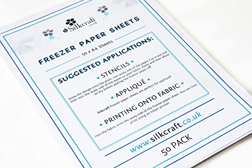 Silkcraft Freezer Paper Sheets, A4 Size, for Stencils, Appliqué and Printing onto Fabric, 50 Pack