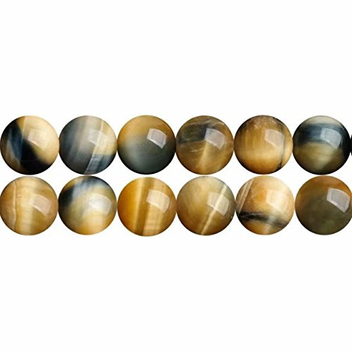 SKYBEADS Echte Tigerauge Blau und Braun Runde Edelstein Perlen 8mm zum Auffädeln 38cm Strang Approx 46 Stück