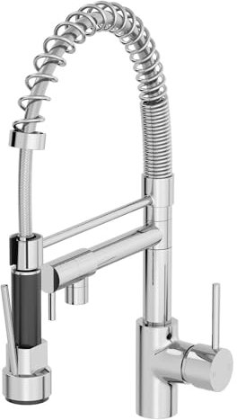 SÄUBER® Kitchen Sink Mixer Tap Chrome Brass 360° Degree Rotation Single Hole with Pull Out Spray Kitchen Sink Taps Pot Filler Dual Spout