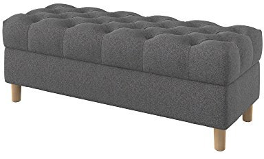 Furninero - Tiefer gepolsterter Sitzbank Sitzhocker Sitzruhe Betthocker Ottomane, mit Stauraum, Gerundete Beine, 120 cm breit, Nordic Grey Stoff (Wasserabweisen), Grau