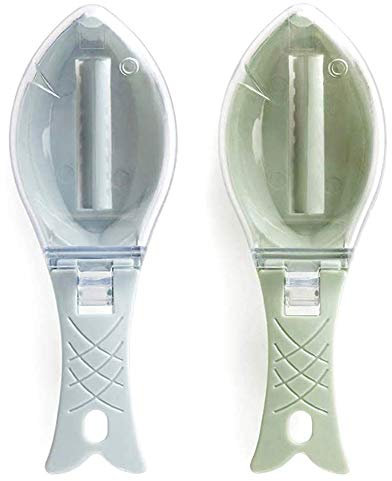 nuluxi Plastico Escamas de Pescado Raspador Removedor de Limpieza Escalas de Pescado Cocina Gadget Limpieza Piel de Pescado con Transparente Tapa para Escala de Pescado de Limpieza Rápida Herramienta