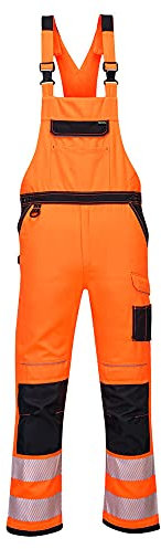 Portwest PW3 Hi-Vis Bib and Brace, Size: XL, Colour: Orange/Black, PW344OBRXL