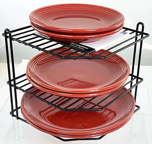 Buckingham 3 Tier Black Corner Plate Rack Kitchen Cupboard Tidy Storage Organiser Dish Rack Space Saving Shelf Organiser 23 Cm