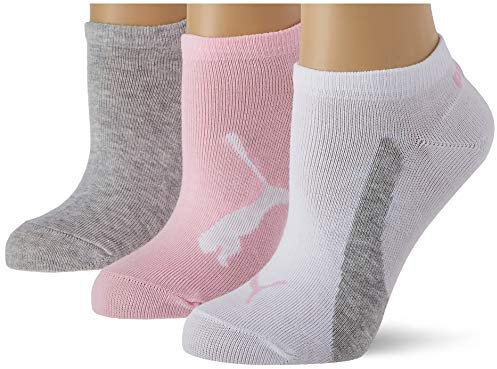 PUMA Sneaker, Calzini Unisex - Bambini e Ragazzi, Rosa/Grigio, 23-26 (Pacco da 3)