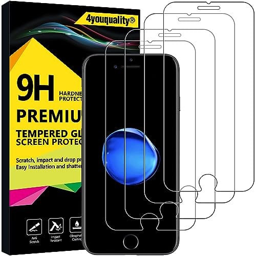 4youquality [4-Pack Screen Protector for iPhone 8 / iPhone 7 / iPhone 6s / iPhone 6 [4.7-Inch], Tempered Glass Film, [LifetimeSupport][Anti-Scratch][Anti-Shatter]