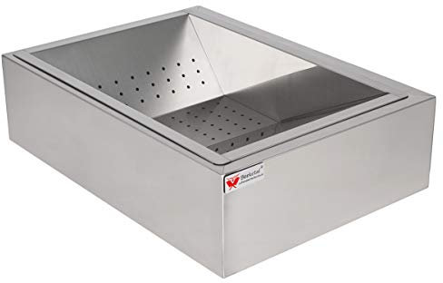 Beeketal 'BPAS-1' Profi Gastro Pommes Abtropfschale aus Edelstahl 2-teilig (Frittierseiher Grundgestell und entnehmbares Pommessieb) - Außenabmessung (L/B/H): ca. 520 x 375 x 145 mm