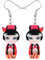 DUOWEI Acryl Anime Cute Japanisch Stil Kimono Puppe Ohrringe Charms Dangle Schmuck Geschenke für Damen Frauen Teenager Mädchen (Rot)