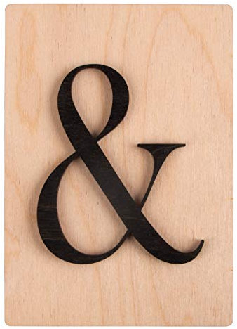Rayher Holz Zeichen &, FSC Mix Credit, Holzfliese 10,5x14,8cm, 3D-Zeichen in schwarz, 3mm starkes Zeichen auf 4mm starker Holzfliese, Holzbuchstaben, 63118576