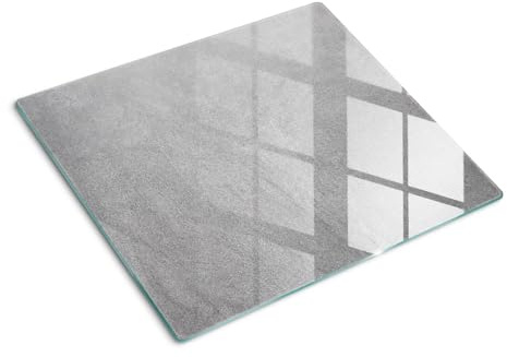 Glasschneidebrett 60x52 cm Antibakteriell Dünn Glasplatte für die Küche Rutschfest Silikonfüße Dekorativ Plastikfrei Gehärtetes Glas Hitzebeständig Lebensmittelecht - Graue Wand