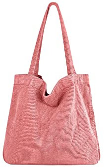 Ulisty Damen Grosse Kapazität Cord Tragetasche Lässig Schultertasche Mode Handtasche Einkaufstasche Tote Tägliche Tasche Rosa