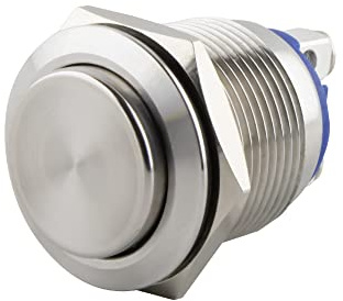 SeKi Pulsante in acciaio inox, diametro 16 mm, forma della testa sporgente, attacco a vite; pulsante campanello