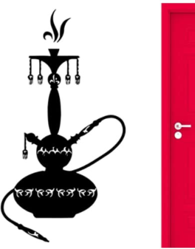 Hookah Lounge Wall Sticker Hookah Arabic Smoke Smoking Wall Decal Marijuana Cool Decor Vinyl Home Living Room Decor Mural 57X31CM