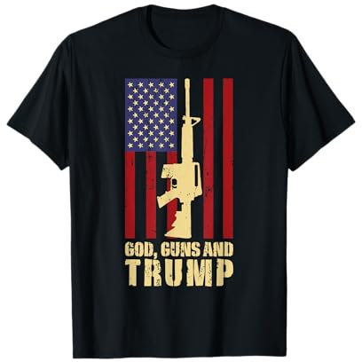 Tshirt Trump avec inscription « Conservative 2nd Amendment » et « God Guns And Trump » T-Shirt