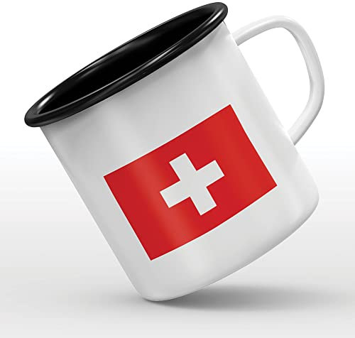 Mygoodprice MUG tasse émaillée au motif Drapeau Suisse
