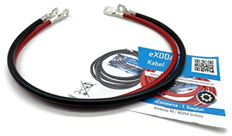 eXODA Batteriekabel Set 16 mm² 50cm mit Kabelschuhen M8 Rot und Schwarz