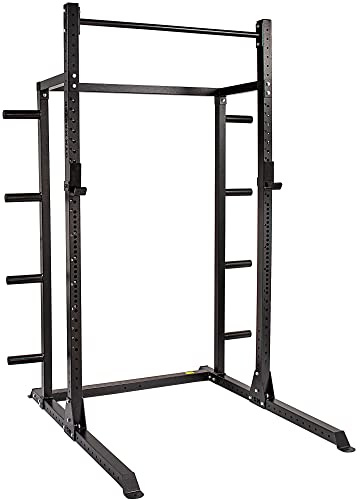 GYM MASTER GM2 Half Power Rack Squat Cage with Optional Cable Pulley System, Weight Storage and Spotters