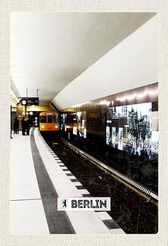 mrdeco Metall Schild 20x30cm gewölbt Berlin Deutschland U-Bahn Deko Blechschild Tin Sign