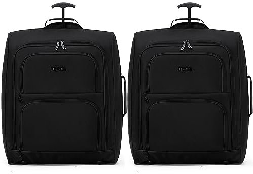 Flight Knight 2er-Set Handgepack-kabinenkoffer, Von Easyjet Zugelassen (Overhead), Große, Leichte Tasche Mit 2 Rollen, Ideal Fur Flugreisen, 56 X 45 X 25 cm