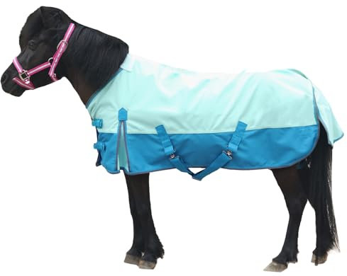 Gallopoff Mini-Weidedecke für Pferd, Pony, Fohlen, Miniatur, Größe 91,4–129,5 cm, leicht, wasserdicht und atmungsaktiv, 1200 Denier, ohne Füllung, Türkis, 114,3 cm