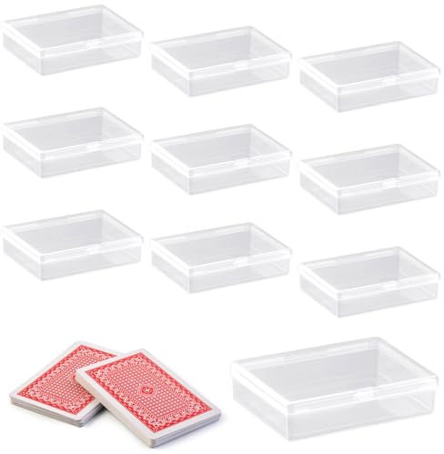 Jortmrd 10 Stück Spielkarten Box Leer Kartenbox Spielkarten Etui Kartenschachtel aus Kunststoff mit Deckel für Sammelkarten Bankkarten Visitenkarten (Transparent, 98 x 71 x 23 mm)