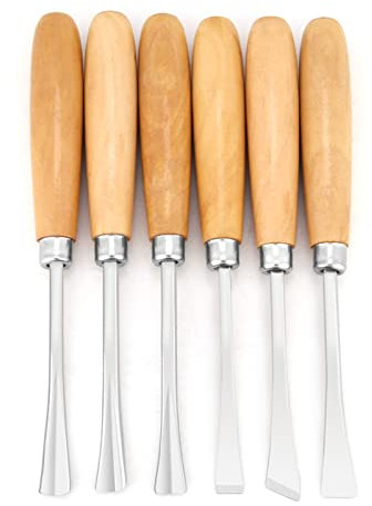 Herramientas para Tallar Madera, 6 Piezas Juego de Cinceles de Mano para Tallado en Madera Profesional Herramientas para Esculpir Cintería de Brije Kit de Cuchillos