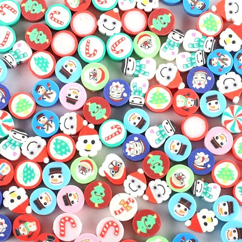 HERZWILD 300pcs weihnachtsperlen zum Auffädeln Weihnachtsmotiv Polymer Clay perlen für Weihnachten DIY Armband Halskette (christmas)