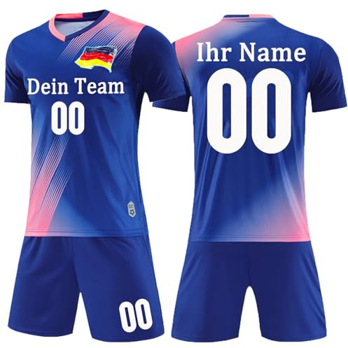 OPUTWDF Personalisiertes Fußball Trikot Kinders Erwachsene Fusstball Shorts&Trikots mit Namen Nummer Football Trikot