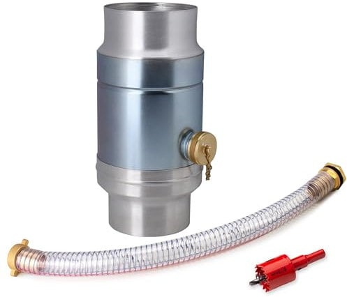 IGarden Raccolta dell'acqua piovana da 100 mm con tubo da 45 cm e attacco per il tubo di scarico, in alluminio zincato, struttura a doppia parete, tubi di scarico DN100, raccoglitore d'acqua per