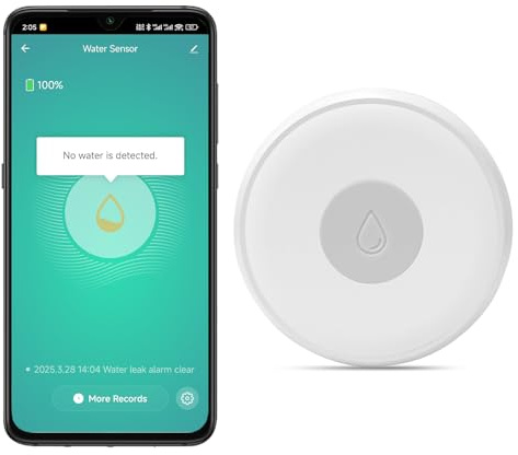 Wassermelder Wassersensor Drahtloser Wasseralarm Melder für Küchen Keller Waschbecken Boden und Pools Tuya ZigBee Alexa Google Home einfache Installation