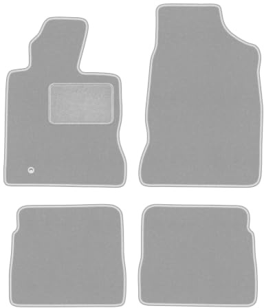 Velours-Fußmatten passend für Chrysler PT Cruiser 2000-2010, Grau, Oslo | passend für Cabrio/Schrägheck; Velours-Teppich (Polypropylen), ca. 6,5 mm; rutschfest, Druckknöpfe 16 mm