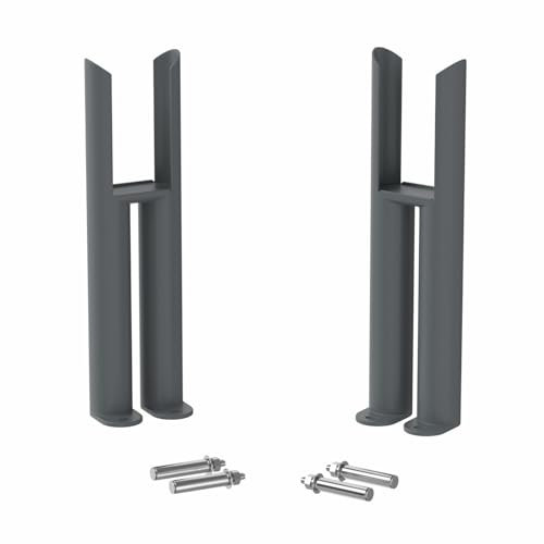 DuraTherm® Floor Mounting Radiator Leg Kit Feet Freestanding Supports for Traditional Cast Iron Style Colosseum Double Bar 2 Column Radiators, Anthracite Grey