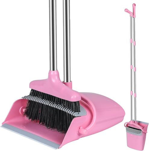 Xuzhengyang Juego de escoba y recogedor rosa