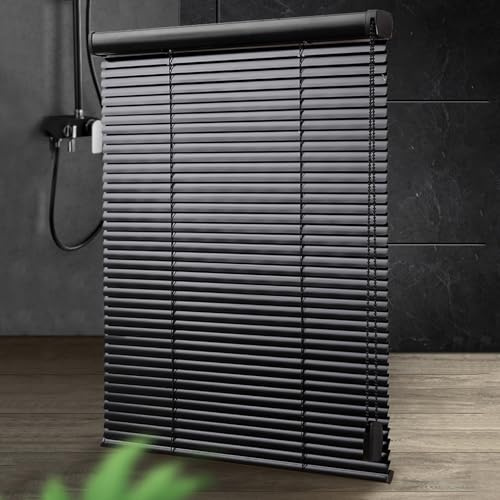 SANJIAOJIA Persiana Venecianas de Aluminio Negro,Estor Lamas 25mm,Cortinas Plisada,Protección Solar y Intimidad,Veneciana de Interior para Ventanas y Puertas,Personalizad,Ancho × Alto (60cm x 130cm)