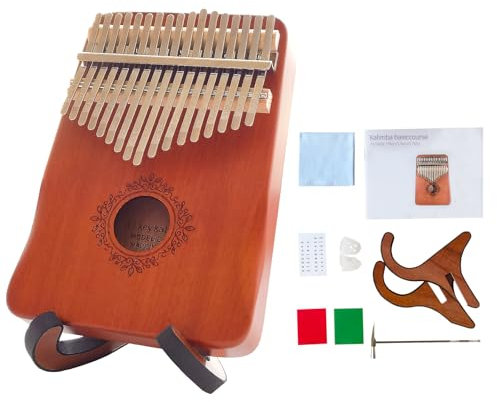 Kalimba Daumenklavier 17 Tasten, Tragbares Mbira Finger Piano Set mit Ständer Tune Hammer Songbook usw. Musikinstrument für Erwachsene Anfänger