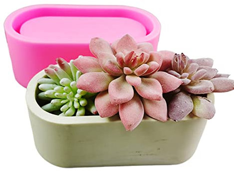 SZYDD Molde de silicona hecho a mano de resina epoxi para hormigón, yeso, cemento, maceta ovalada, molde de silicona para hormigón, cemento, maceta, maceta, resina epoxi, jabón, decoración del hogar