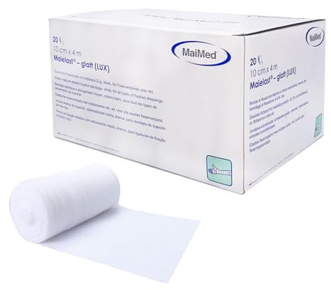 Maielast Mullbinden 10cm x 4m - 20 Stück Hochelastische medizinische Fixierbinde Latexfreies Verbandsmaterial 80% Dehnbar 4m Länge Besonders geeignet zur Befestigung von Wundauflagen