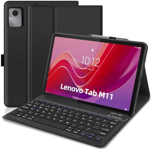 TENGWUDZ Funda con Teclado para Lenovo Tab M11 11 2024, Español Ñ Teclado Bluetooth Inalámbrico Desmontable con Funda Protectora Delgada,Funda Teclado para Lenovo Tab M11 (Negro, One Size)