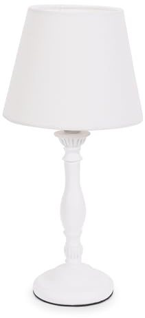 ValueLights | White Wood Candlestick Bedside Table Lamp with a Tapered Lampshade Living Room Bedroom Light | Table Lamps, Home Décor & Improvement Essential