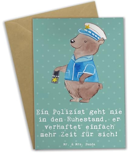 Mr. & Mrs. Panda Grußkarte Polizist Ruhestand - Geschenk, edler Beruf, einladungskarten, Geschenke mit Herz, Berufsalltag, Verantwortung, Gemeinschaft, glückwunschkarten, Weisheit, weihnachtskarten