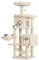 Heybly Kratzbaum, 145 cm Hoher Mehrstöckiger Kratzstamm-Kletterturm, Ausgestattet Mit 2 Großen Plattformen, 1 Großer Hängematte, Einem Katzenkorb, Ballspielzeug Und Katzennestern, Beige HCT016M