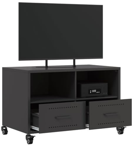 HEFZGDB Mobile TV Nero 68x39x43,5 cm in Acciaio Tavolo Tv Mobile Tv Soggiorno Mobile Sotto Tv Mobile Angolare Tv per Cucina Soggiorno Camera Studio Ufficio