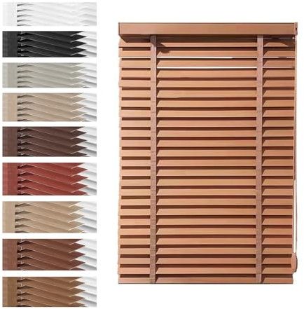 XILYZMO Jalousie Sonnenschutz, Innen Holz Jalousien Schnurlose Jalousien Rollos Büro Verdunkelung Horizontale Rollos Für Badezimmer Wohnzimmer