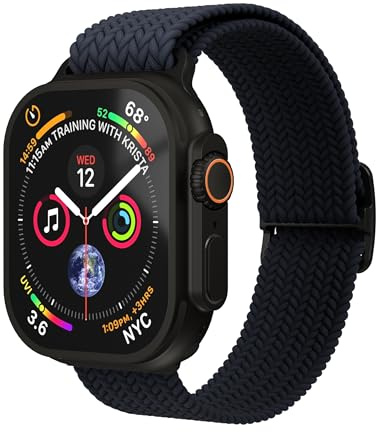 VONMÄHLEN Woven Loop – Geflochtenes Nylonarmband, stufenlos verstellbar, schweiß- und wasserabweisend, kompatibel mit Apple Watch - Navy Black