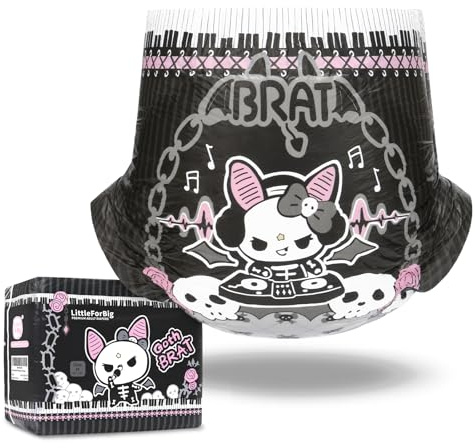 LittleForBig Ultra Saugstark 7000 ml Erwachsenen Gedruckten Windeln 10 Stück - Goth Brat (L)