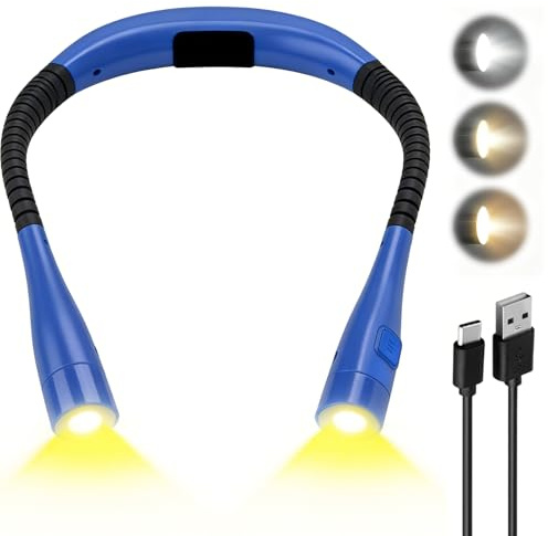 Leselampe Hals Wiederaufladbar, LED Nackenlampe für Lesen im Bett