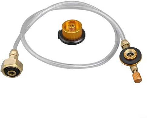 Adaptateur de bouteille de gaz pour réchaud de camping, joint de conversion en alliage de cuivre avec valve de remplissage pour bouteilles de butane plates, ensemble d'accessoires de barbecue