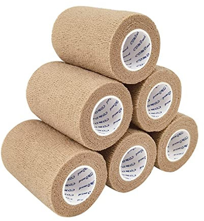COMOmed selbstklebender verband elastische binde handgelenk bandage pflaster rolle Dog Bandagen Tierische Bandagen 7.5 cm (Farbe, 6 Rollen)
