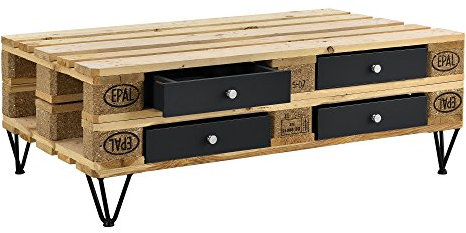 [en.casa] Stilvolle Europaletten-Schublade perfekt integrierbar - schwarz - 9,5cmx37,5cmx44,5 cm